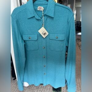 NEW mens Faherty Legend Sweater Flannel Shirt Blue Button-Up Size Small